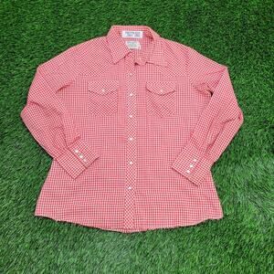 Vintage 70s Wrangler Plaid Shirt Womens M/L 20x26 Hippie